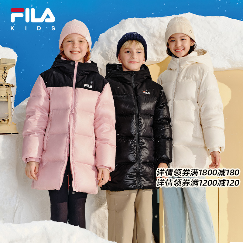 FILA斐乐中长款连帽羽绒服