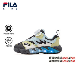 FILA斐乐儿童童鞋运动鞋子2025冬季新款男女小童旋钮扣闪灯鞋蕨草