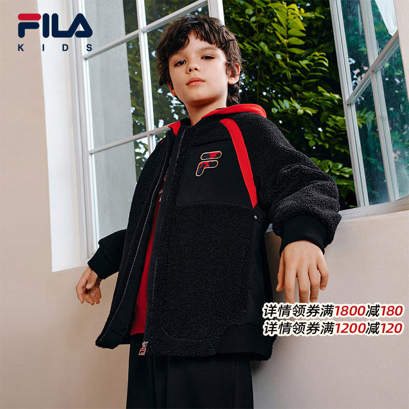 FILA斐乐儿童棉服2026年春新款男童仿羊羔绒连帽外套新年款拜年服,童装/婴儿装/亲子装,棉袄/棉服,淘宝优惠券,粉丝福利购,淘宝优惠卷