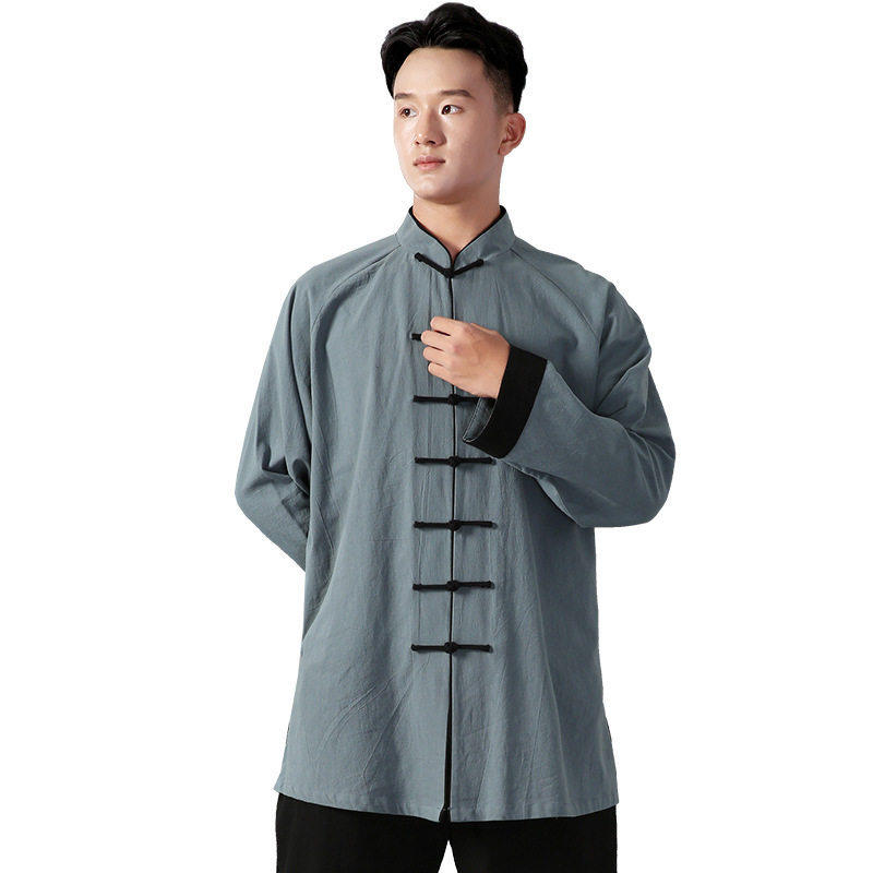春秋冬加厚棉麻皱太极服女练功服男中式武术舒适中老年晨练表演服