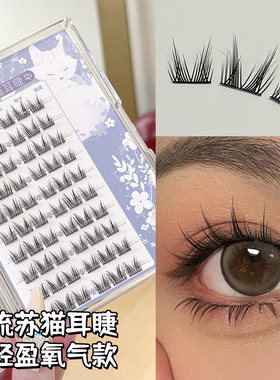 烟柔流苏上睫毛猫耳精灵假睫毛