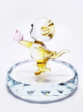 小猴子十二生肖玻璃摆件创意手工琉璃饰品水晶小动物属相礼物车载