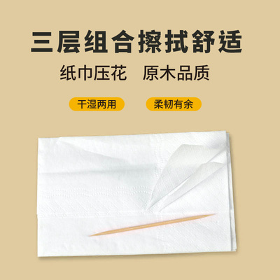一次性牙签纸巾两件套独立小包套装餐饮饭店外卖打包商用餐巾纸