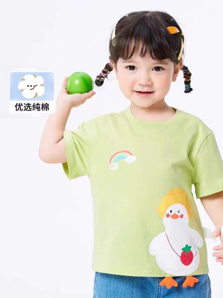 清货折扣女童短袖t恤儿童2025新款夏装宝宝卡通印花版纯棉上衣潮