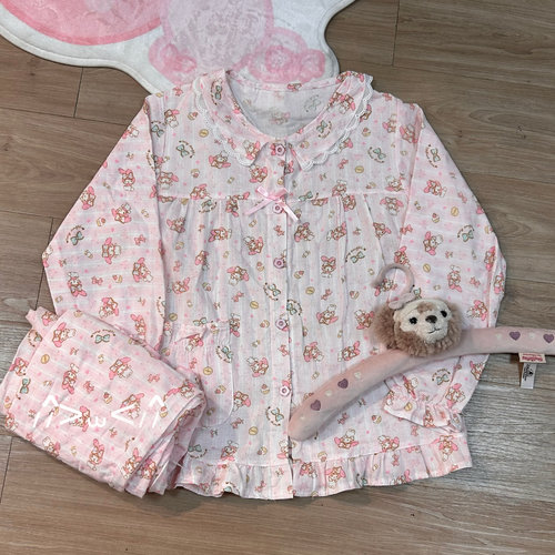 【小软摘星星】现货48小时发自制可爱美乐蒂棉纱长袖长裤套装睡衣