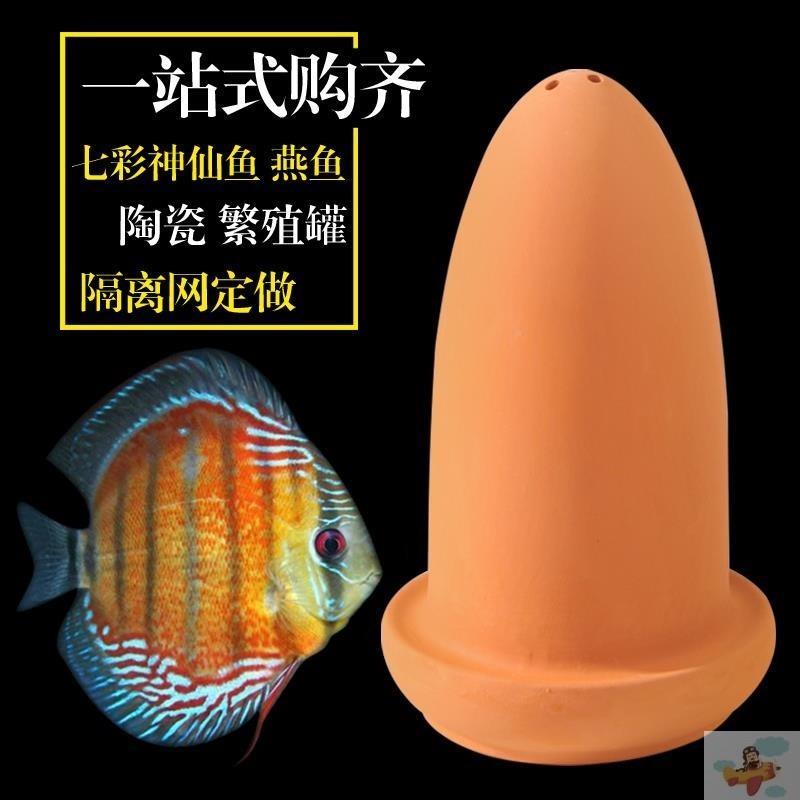 七彩神仙鱼繁殖桶产卵罐燕鱼孵化器神仙鱼产卵桶陶罐紫砂隔离网罩