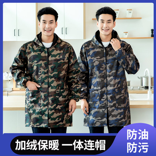 防水男士加绒加厚罩衣工作服