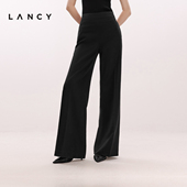 朗姿2025年夏新款 高腰直筒休闲西装 裤 LANCY 通勤气质垂感阔腿裤 女