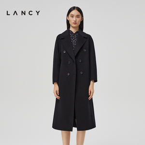 LANCY/朗姿秋冬季新款廓形羊毛大衣中长款通勤宽松休闲毛呢外套女