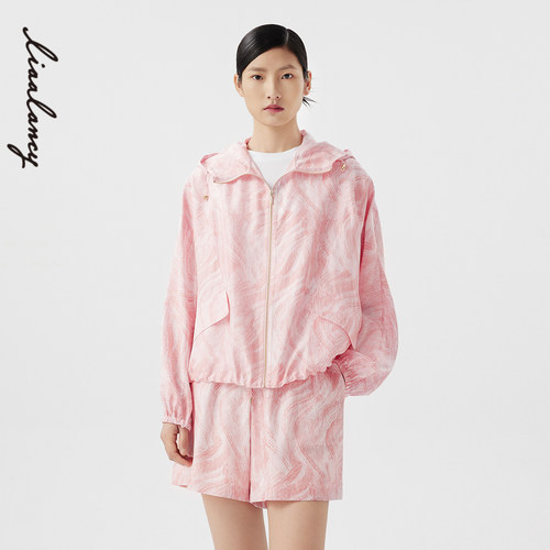 晕染印花 两侧兜盖 弹力下摆