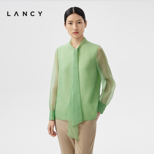 领口飘带 微透双袖 微廓版型