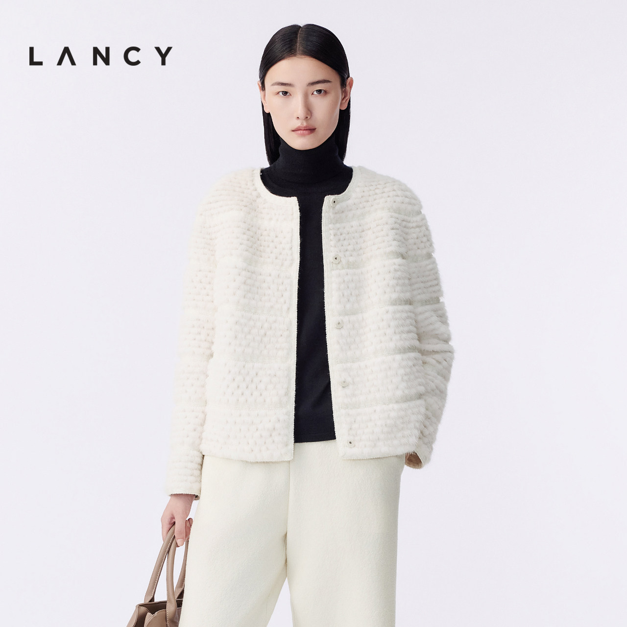 【水貂毛】LANCY/朗姿2025冬新款气质百搭高端短外套女高级感上衣