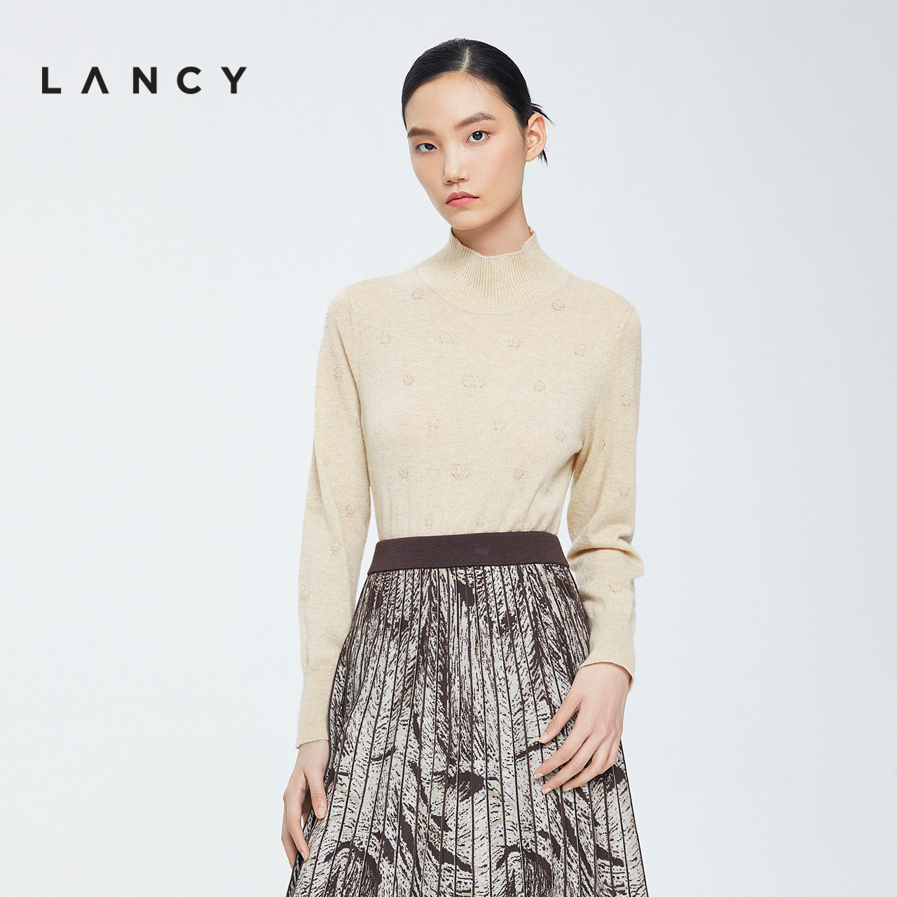 【羊毛衫】LANCY/朗姿羊绒衫2022冬季新款立领针织打底衫女通勤 女装/女士精品 毛针织衫 原图主图