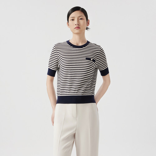 细闪肌理 撞色条纹 精致珠扣