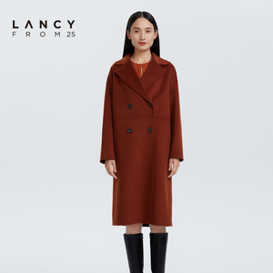 LANCY/悦朗姿羊毛大衣女2022冬季新款中长款高级通勤外套显瘦女