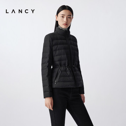 立领设计 腰部抽绳 分格充绒