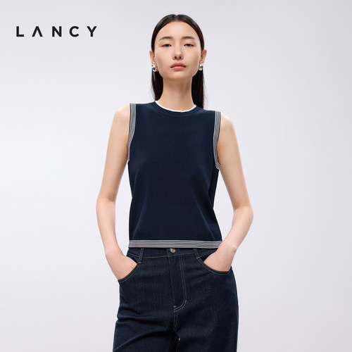 撞色边线 无袖设计 直身微廓