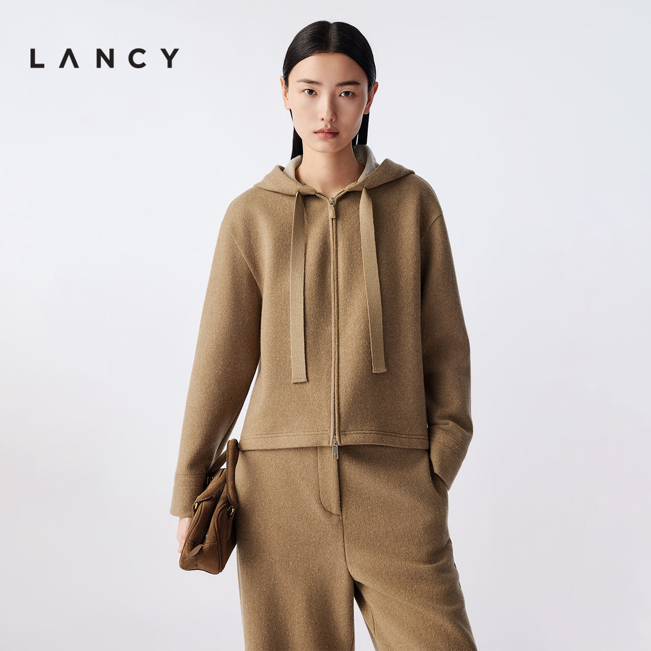 宽松箱型 拉链连帽 针织抽绳