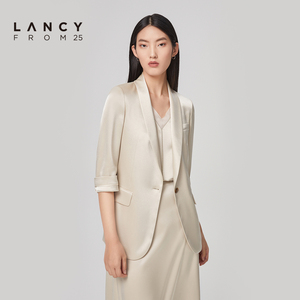 LANCY/悦朗姿女装2023春季新款V领西服套装女通勤高级感西服外套