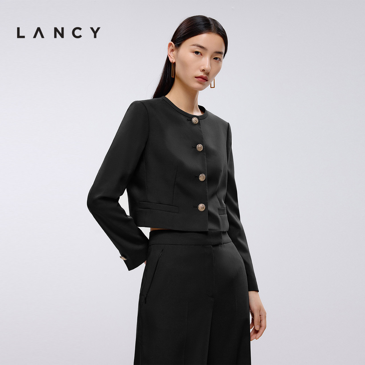 LANCY/朗姿2025春新款高级感圆领短款西装外套法式气质通勤上衣女,女装/女士精品,短外套,淘宝优惠券,粉丝福利购,淘宝优惠卷
