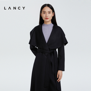 LANCY/朗姿羊绒大衣2022冬季新款长款羊毛收腰显瘦通勤女毛呢外套