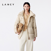 简约百搭连帽立领羽绒服女 朗姿2025冬新款 匈牙利白鹅绒 LANCY