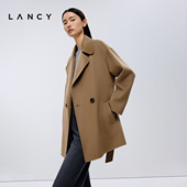 气质大衣双面呢百搭收腰毛呢外套女 LANCY 纯羊毛 朗姿25冬新款
