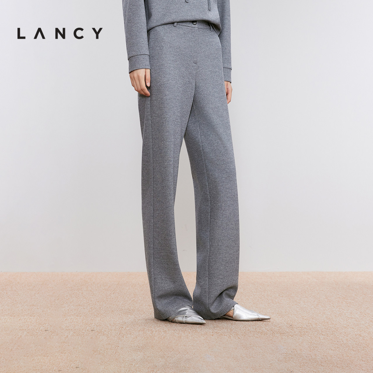 直筒廓形 弹力后腰 磨毛肌理