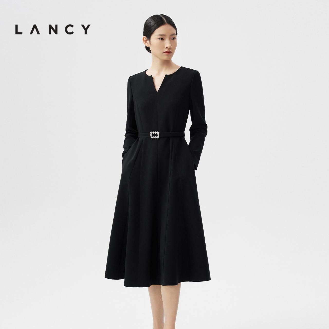 朗姿法式LANCY连衣裙醋酸