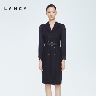 LANCY 商务通勤收腰显瘦高级感裙子女 连衣裙法式 朗姿秋冬羊毛西装