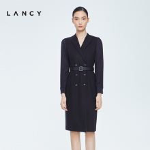 朗姿秋冬羊毛西装 LANCY 商务通勤收腰显瘦高级感裙子女 连衣裙法式