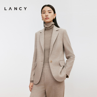 美丽诺羊毛 气质一粒扣西装 LANCY 经典 外套女 朗姿2024年冬新款