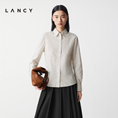 长袖 通勤职业衬衣女 朗姿25冬新款 条纹翻领衬衫 宋佳同款 LANCY