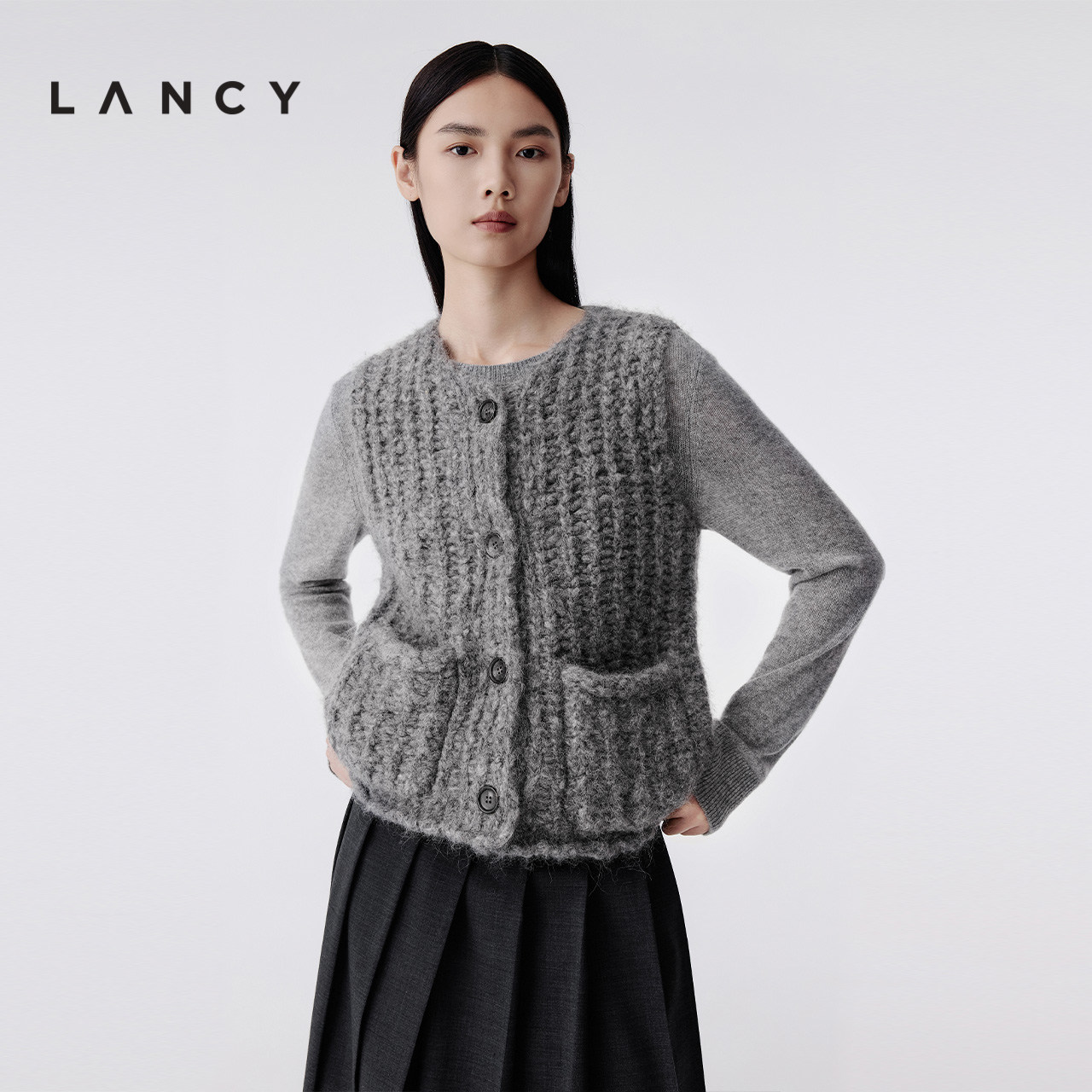 粗棒针织 短款版型 实用口袋