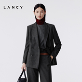 纯羊毛 LANCY 朗姿2025冬新款 通勤复古西装 外套女高端职业西服