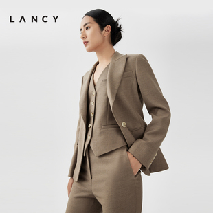 法式 LANCY 朗姿秋冬羊毛羊绒高端商务西装 套装 高级感女士通勤外套