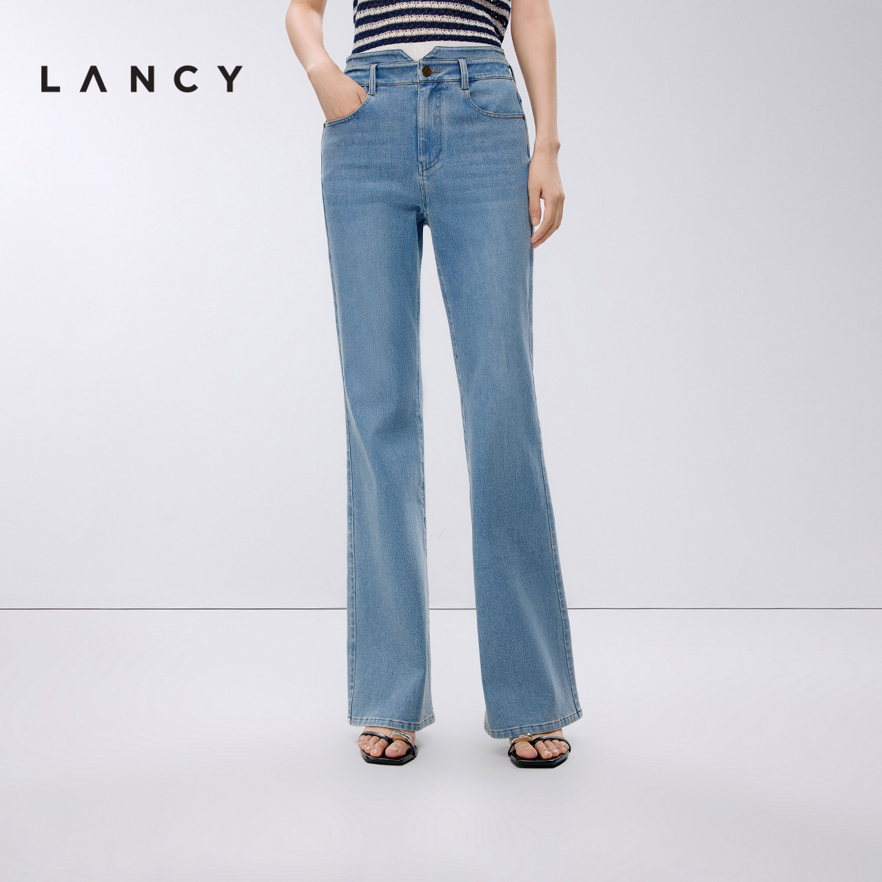 微喇裤型 后腰装饰 新颖腰头