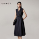 领复古无袖 收腰A字通勤连衣裙 朗姿2025秋新款 西装 羊毛 LANCY