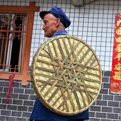 厂家饰家晒用箕孔x筛家竹东滤圆品晒子编竹竹农匾新过簸工形装有