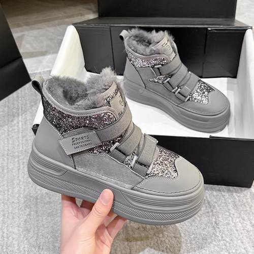 厚底雪地靴女款加绒短靴保暖棉鞋