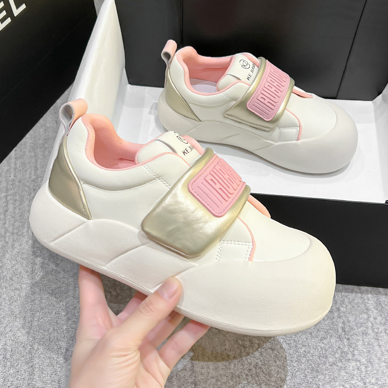 小白鞋女2025年春季新款丑萌大头鞋百搭魔术贴厚底面包鞋休闲板鞋,女鞋,时尚休闲鞋,淘宝优惠券,粉丝福利购,淘宝优惠卷