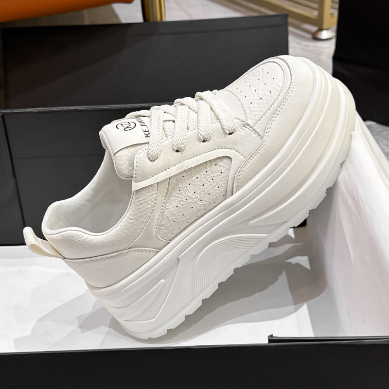 厚底小白鞋女款2025春季新款增高休闲鞋百搭爆款松糕单鞋真皮板鞋,女鞋,时尚休闲鞋,淘宝优惠券,粉丝福利购,淘宝优惠卷