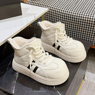 2025新款 大头面包短靴东北大棉鞋 冬季 加绒时尚 女鞋 白色雪地靴女款