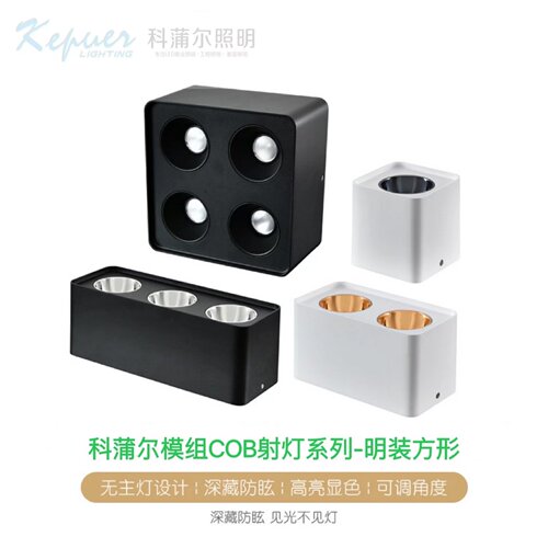 科蒲尔KPE-8041明装COB防眩led射灯免开孔无主灯吸顶式双头豆胆灯