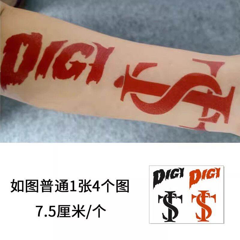 DIGI纹身贴STK艾志恒Asen纹身手臂 红潮流个性高颜值辣妹普通图片