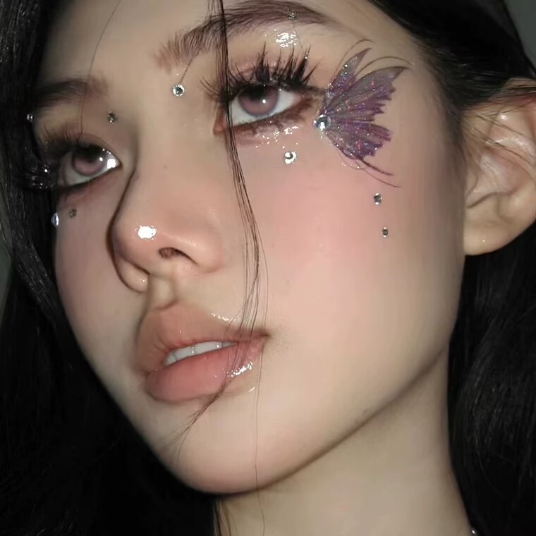 蝴蝶细闪纹身贴闪粉演唱会贴纸