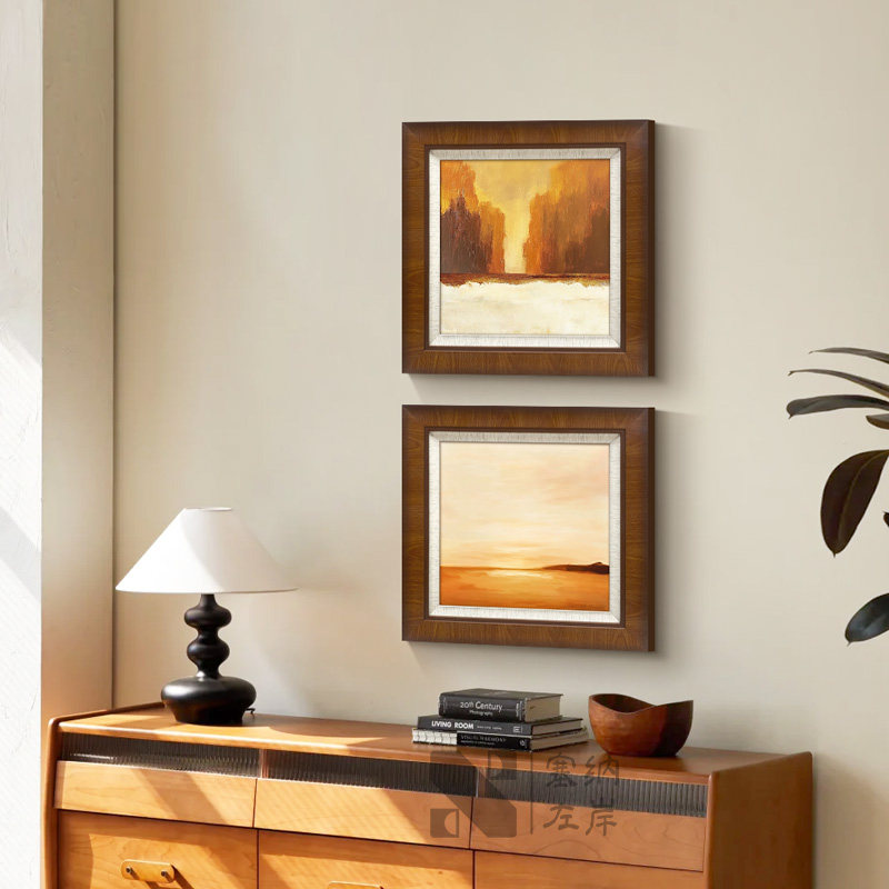 《朝曦》日出风景中古风装饰画暖色治愈系法式高级感餐厅卧室挂画