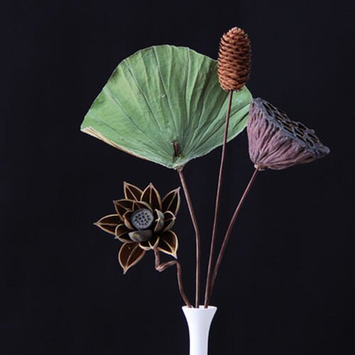 ins天然枯枝干花束造型真花风干装饰摆件莲蓬插花客厅摆设玄关风