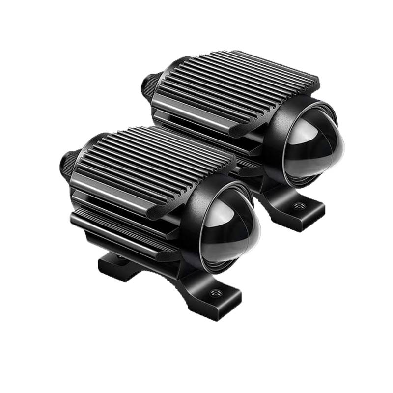 黄白双色LED摩托车射灯远近光电车小钢炮车灯爆闪聚光灯超远射程