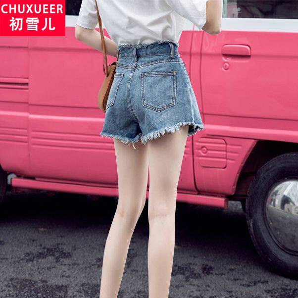 【送腰带】牛仔短裤女高腰春夏显瘦宽松潮chic阔腿网红超短裤热裤